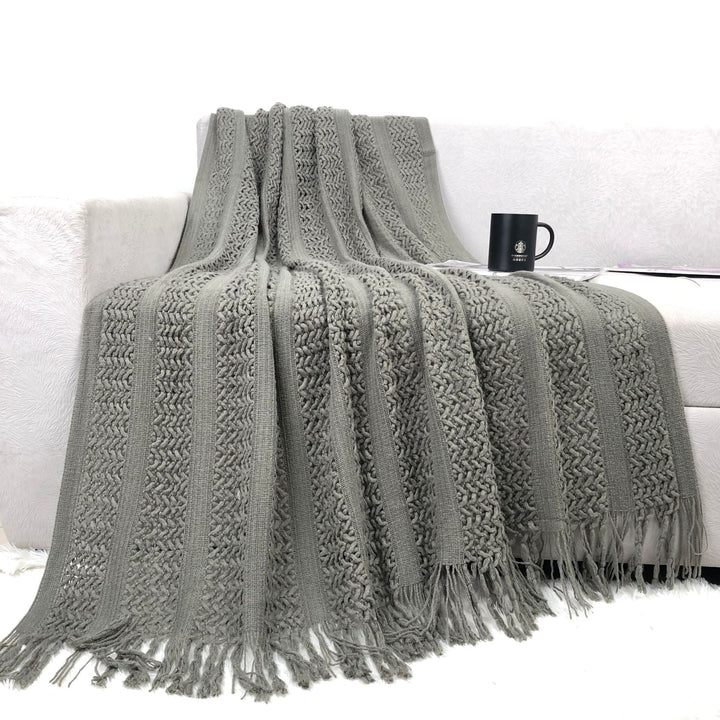 Handcrafted Style Textured Knit Throw Blanket in Soft Colours | Handcrafted Knit with Detail | Throw Blankets