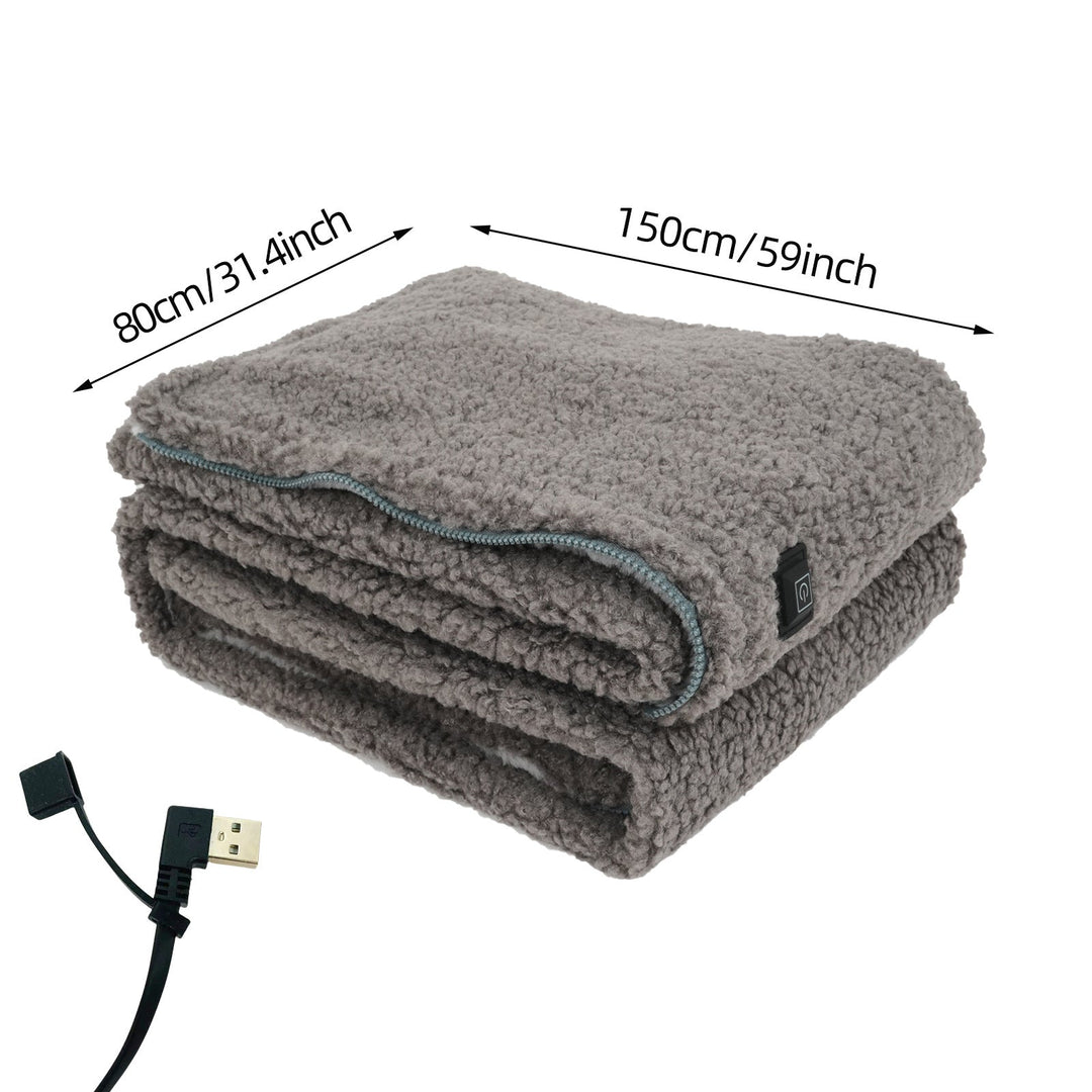 USB Heated Throw Blanket with 3 Heat Levels, Sherpa Fleece and Zipper | Zip-Up USB Heated Throw | Heated Blankets