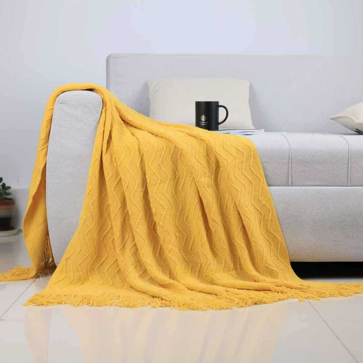 Home Decor Textured Throw Blanket in Pink Lake Blue and Caramel | Textured Home Decor Warmth | Throw Blankets