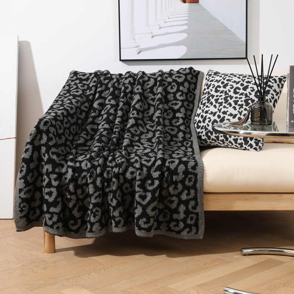 Leopard Print Plush Throw Blanket in Neutral Shades | Neutral Leopard Print Warmth | Throw Blankets
