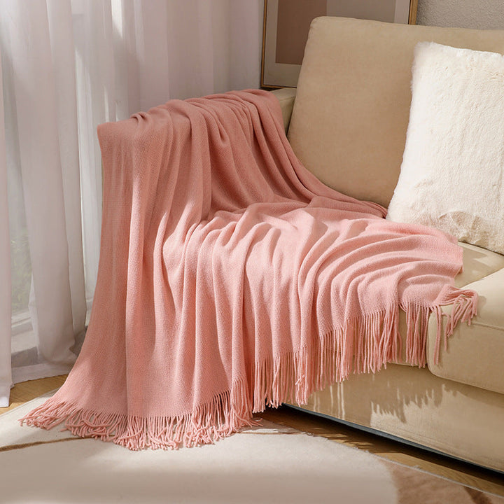 Premium Soft Wool Throw Blanket with Classic Fringed Edge | Warm Wool Throw with Fringe | Throw Blankets