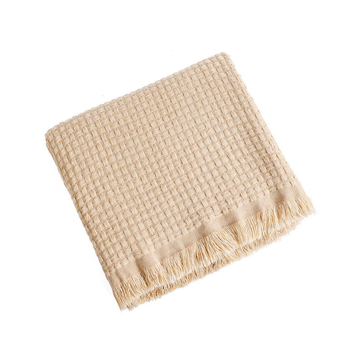 Textured Luxury Throw Blanket with Fringe in Warm Shades | Textured Fringe in Warm Tones | Throw Blankets