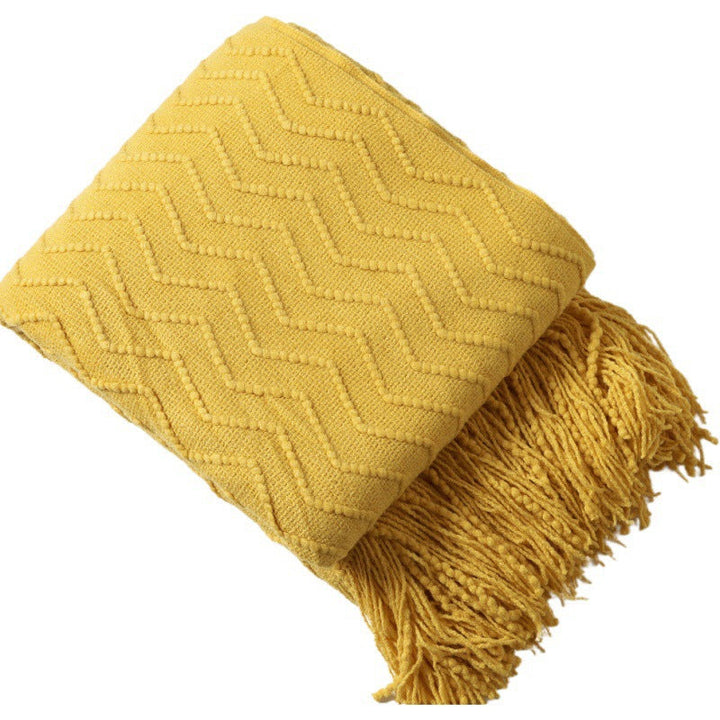 Zigzag Pattern Textured Throw Blanket in Beige and Ocean Blue | Zigzag Texture for Cosy Evenings | Throw Blankets