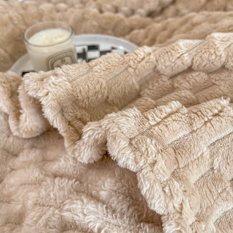 Luxurious Textured Plush Throw Blanket in Five Fresh Colours | Textured Plush in Fresh Shades | Throw Blankets