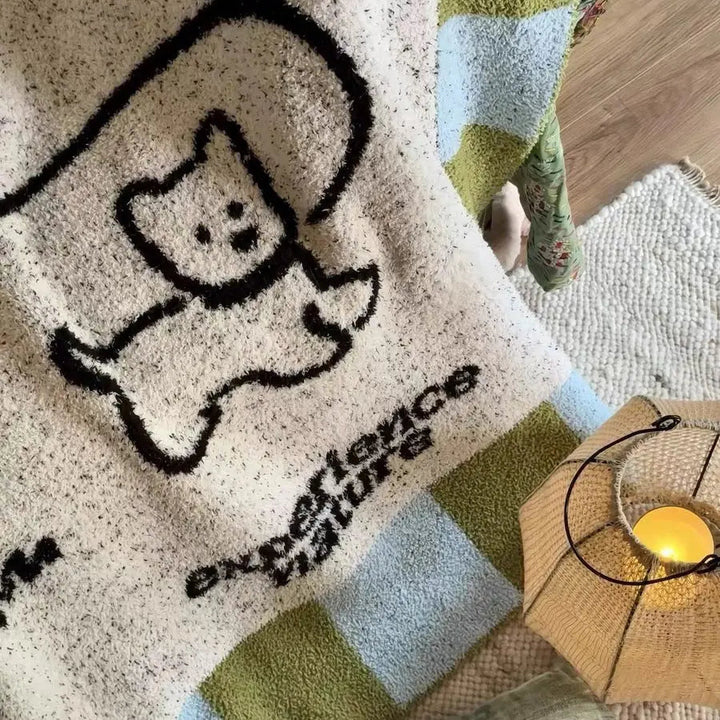 Puppy Velvet Baby Blanket with Cartoon Knitted Design | Soft Puppy Blanket for Naps | Baby Blankets