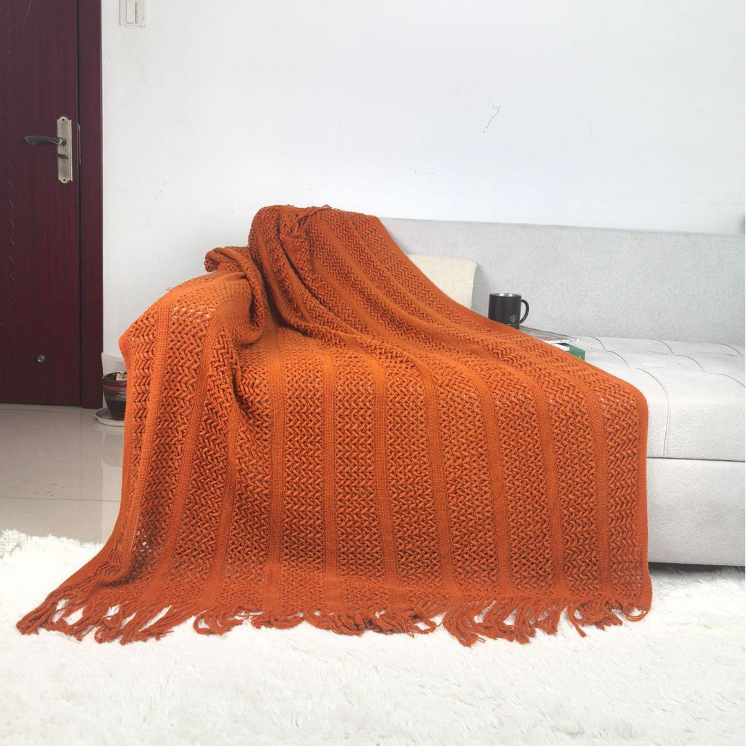 Handcrafted Style Textured Knit Throw Blanket in Soft Colours | Handcrafted Knit with Detail | Throw Blankets