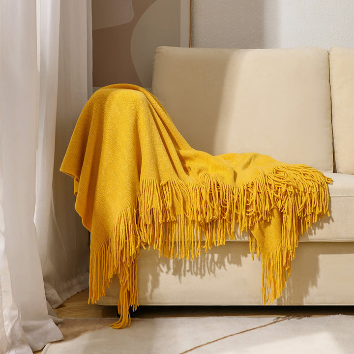 Premium Soft Wool Throw Blanket with Classic Fringed Edge | Warm Wool Throw with Fringe | Throw Blankets