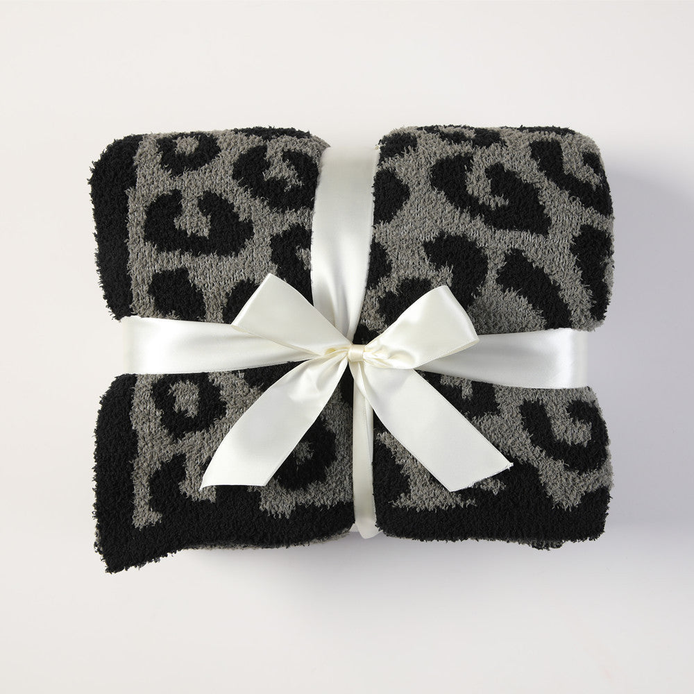 Leopard Print Plush Throw Blanket in Neutral Shades | Neutral Leopard Print Warmth | Throw Blankets