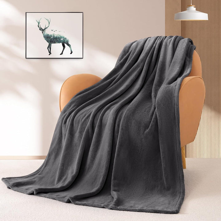 Ultra Soft Microfiber Throw Blanket in Dark Grey for Sofa | Microfiber Plushness in Dark Grey | Throw Blankets
