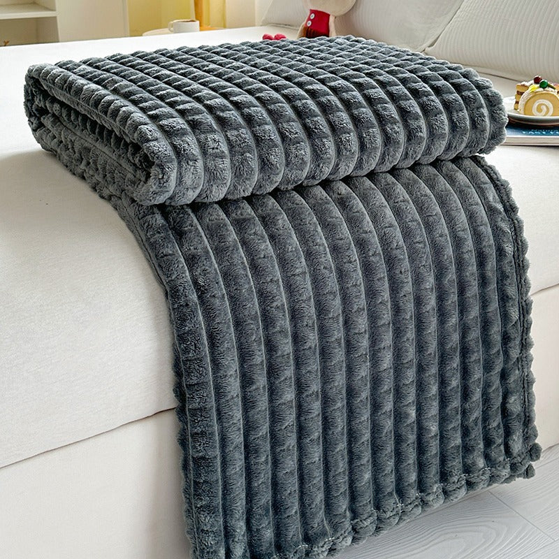 Ridge Textured Plush Throw Blanket for Naps and Chilly Evenings | Ridge Texture for Cosy Naps | Throw Blankets