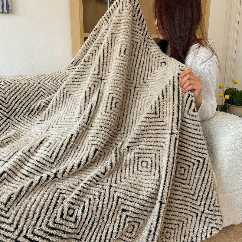 Geometric Pattern Decorative Throw Blanket for Bed and Sofa | Geometric Pattern Comfort | Throw Blankets