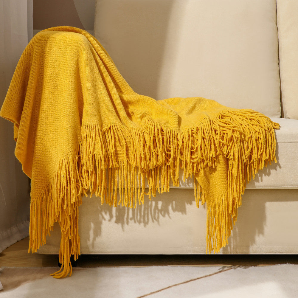 Premium Soft Wool Throw Blanket with Classic Fringed Edge | Warm Wool Throw with Fringe | Throw Blankets