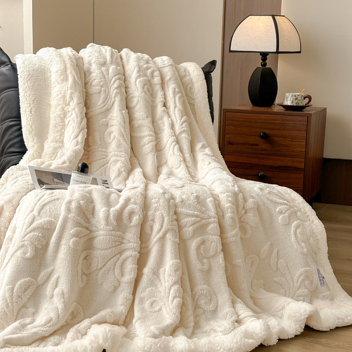 Reversible Embossed Sherpa Plush Throw Blanket for Cold Nights | Reversible Plush with Embossed Pattern | Fleece Blankets