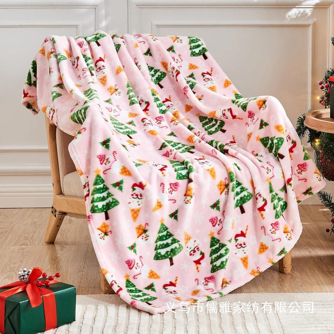 Flannel Christmas Blanket in Pink, Leopard, Cow and Festive Prints | Festive Flannel Blanket in Fun Prints | Throw Blankets