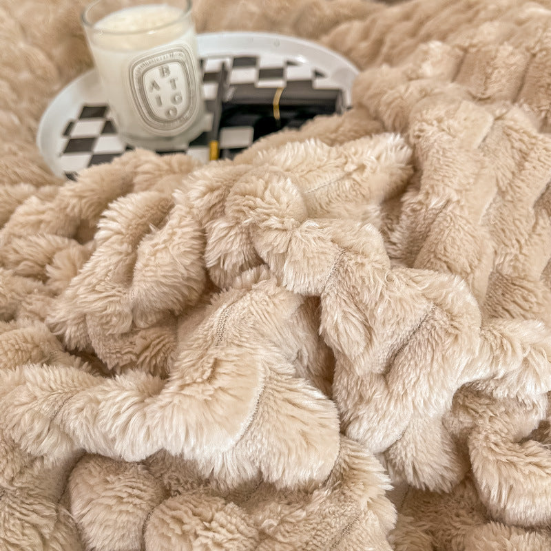 Luxurious Textured Plush Throw Blanket in Five Fresh Colours | Textured Plush in Fresh Shades | Throw Blankets