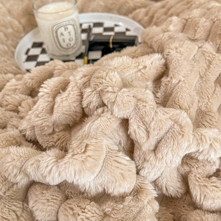 Luxurious Textured Plush Throw Blanket in Five Fresh Colours | Textured Plush in Fresh Shades | Throw Blankets