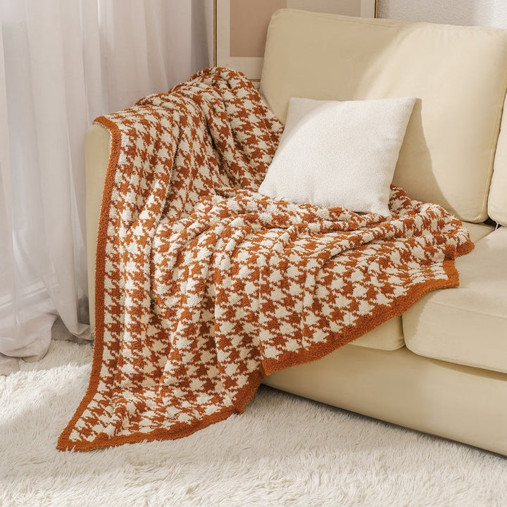 Knitted Houndstooth and Zebra Throw Blanket for Weekend Lounging | Knitted Houndstooth Style | Throw Blankets