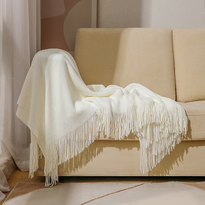 Premium Soft Wool Throw Blanket with Classic Fringed Edge | Warm Wool Throw with Fringe | Throw Blankets