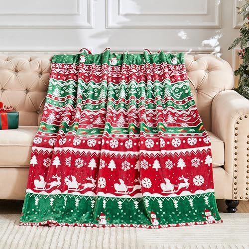 Flannel Christmas Blanket in Pink, Leopard, Cow and Festive Prints | Festive Flannel Blanket in Fun Prints | Throw Blankets