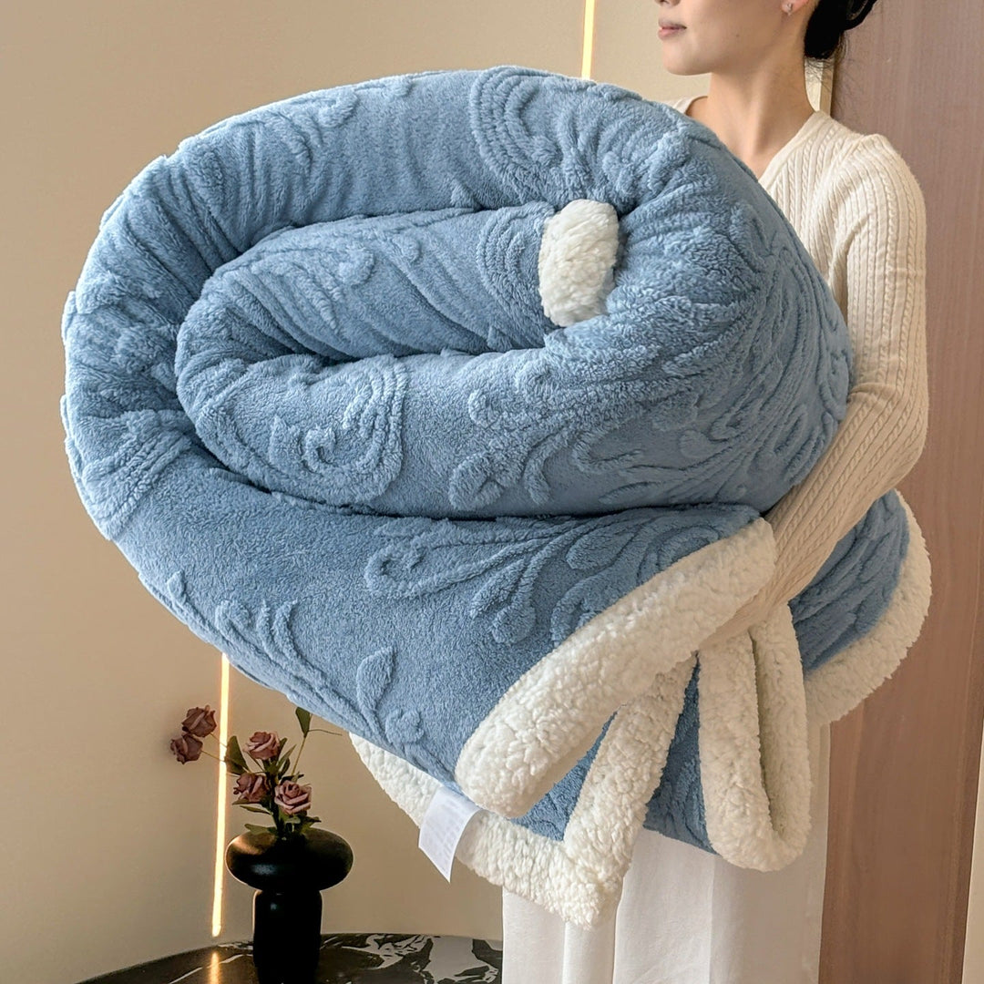 Reversible Embossed Sherpa Plush Throw Blanket for Cold Nights | Reversible Plush with Embossed Pattern | Fleece Blankets