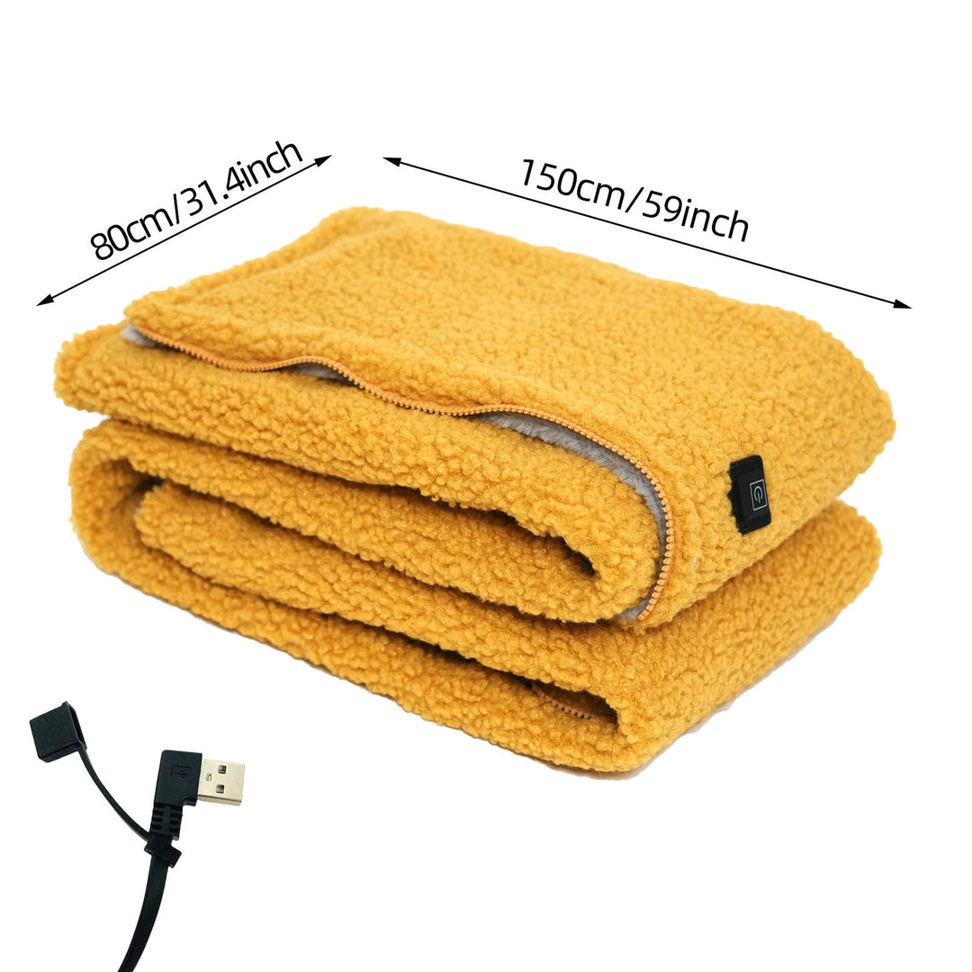 USB Heated Throw Blanket with 3 Heat Levels, Sherpa Fleece and Zipper | Zip-Up USB Heated Throw | Heated Blankets