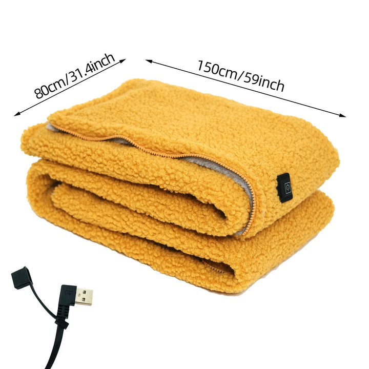 USB Heated Throw Blanket with 3 Heat Levels, Sherpa Fleece and Zipper | Zip-Up USB Heated Throw | Heated Blankets