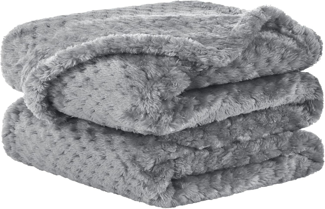 Ultra Soft Plush Throw Blanket in Grey and Blue for Movie Nights | Plush Softness for Movie Nights | Throw Blankets