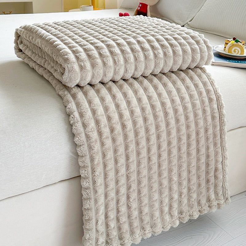 Ridge Textured Plush Throw Blanket for Naps and Chilly Evenings | Ridge Texture for Cosy Naps | Throw Blankets