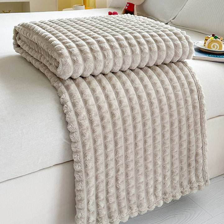 Ridge Textured Plush Throw Blanket for Naps and Chilly Evenings | Ridge Texture for Cosy Naps | Throw Blankets