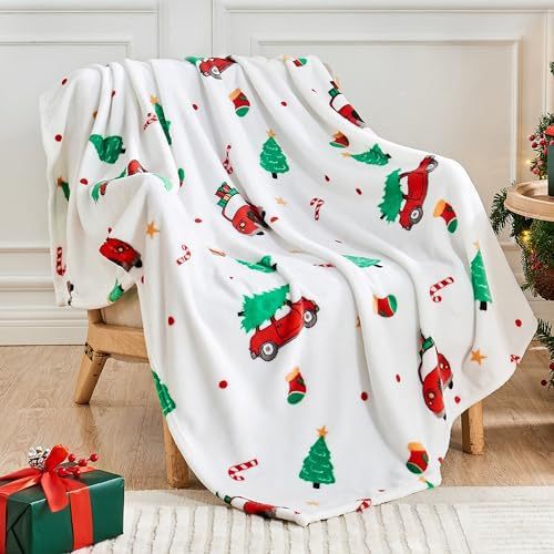Flannel Christmas Blanket in Pink, Leopard, Cow and Festive Prints | Festive Flannel Blanket in Fun Prints | Throw Blankets