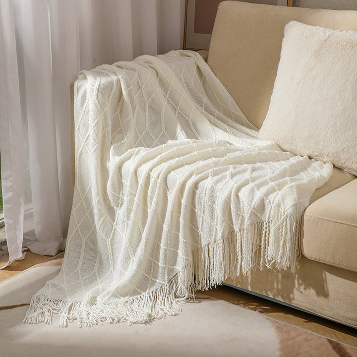 Luxurious Woven Textured Throw Blanket in Dark Grey and Lake Green | Woven Texture, Quiet Elegance | Throw Blankets