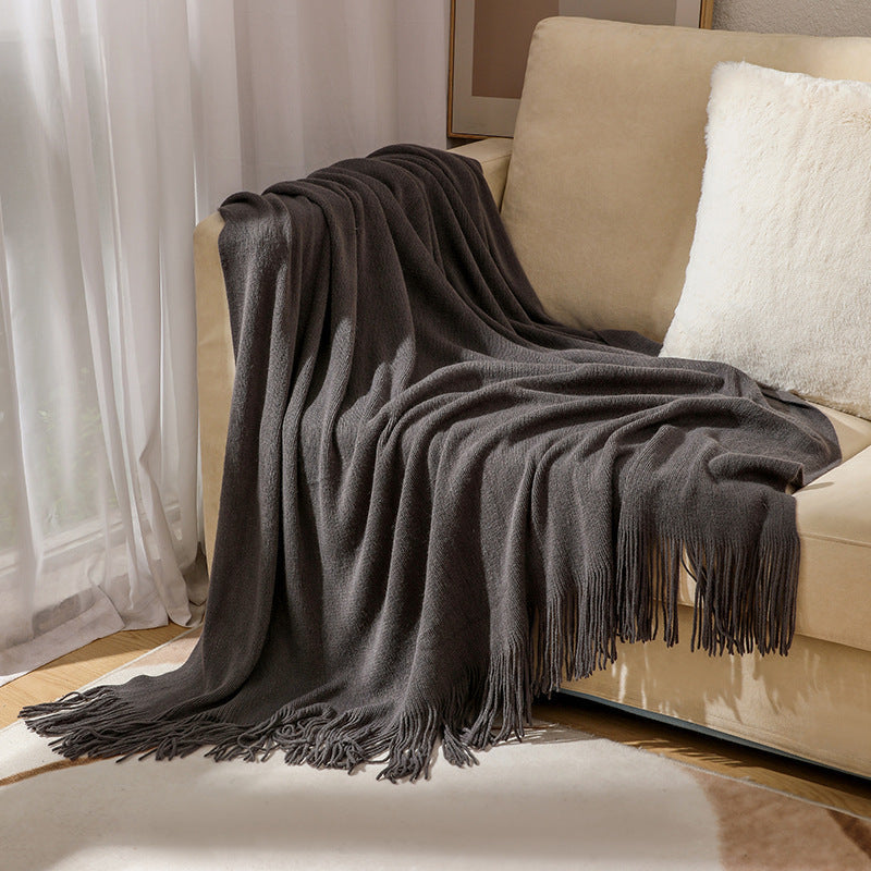 Premium Soft Wool Throw Blanket with Classic Fringed Edge | Warm Wool Throw with Fringe | Throw Blankets