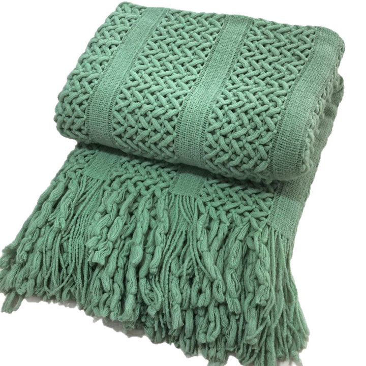 Handcrafted Style Textured Knit Throw Blanket in Soft Colours | Handcrafted Knit with Detail | Throw Blankets