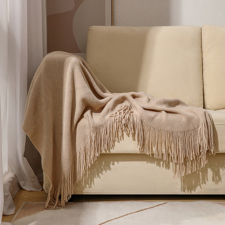 Premium Soft Wool Throw Blanket with Classic Fringed Edge | Warm Wool Throw with Fringe | Throw Blankets