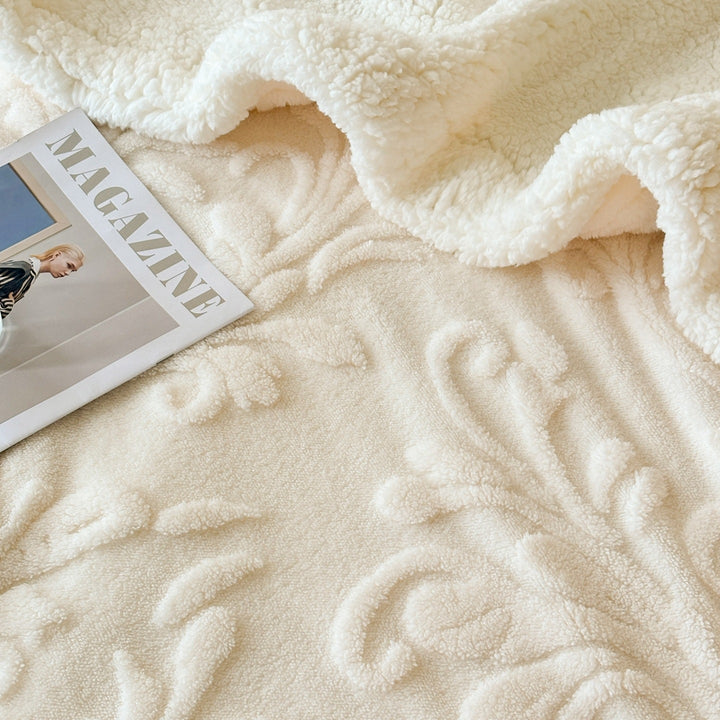 Reversible Embossed Sherpa Plush Throw Blanket for Cold Nights | Reversible Plush with Embossed Pattern | Fleece Blankets