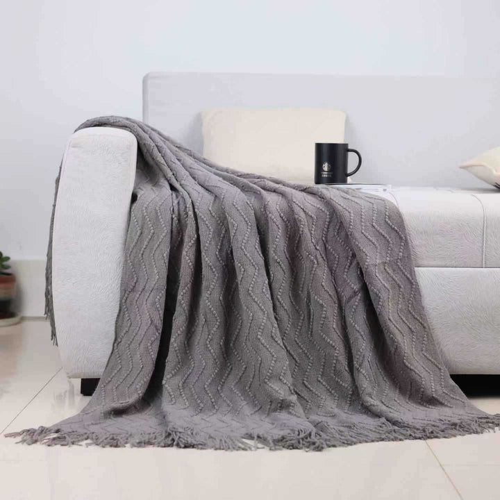 Home Decor Textured Throw Blanket in Pink Lake Blue and Caramel | Textured Home Decor Warmth | Throw Blankets