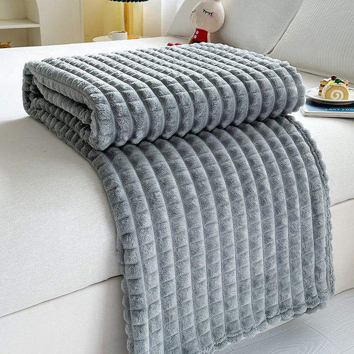 Ridge Textured Plush Throw Blanket for Naps and Chilly Evenings | Ridge Texture for Cosy Naps | Throw Blankets