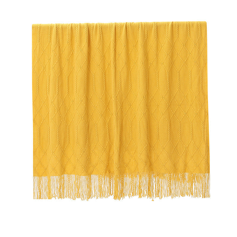 Cotton Blend Fringed Throw Blanket in Soft Neutrals | Fringed Cotton Comfort for the Sofa | Throw Blankets