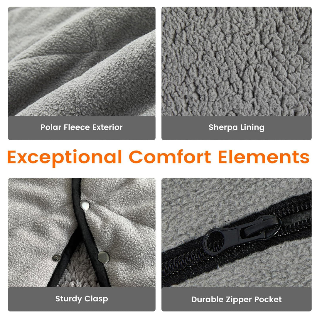 Heated Snuggle Blanket with Hood and Side Pockets in Soft Fleece | Hooded Heated Snuggle Blanket | Heated Blankets
