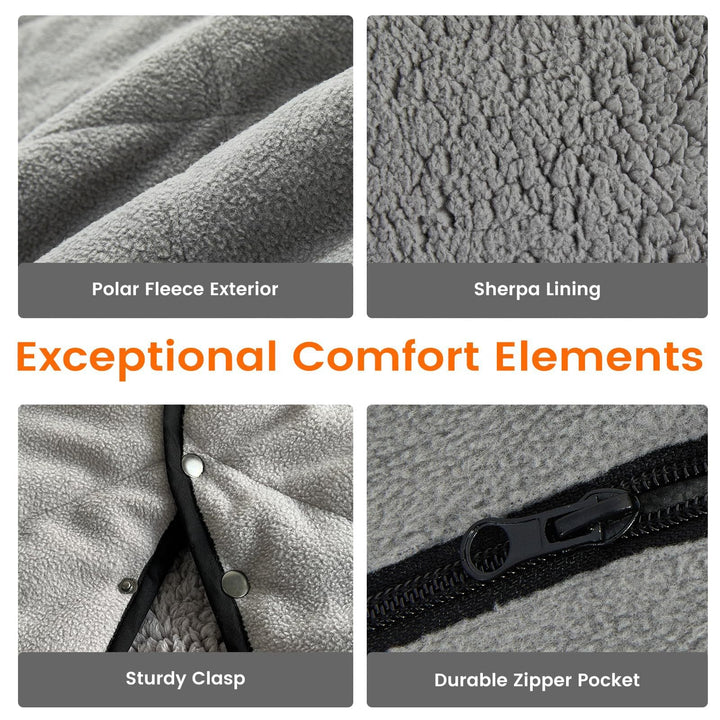 Heated Snuggle Blanket with Hood and Side Pockets in Soft Fleece | Hooded Heated Snuggle Blanket | Heated Blankets