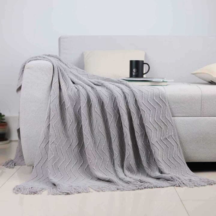 Home Decor Textured Throw Blanket in Pink Lake Blue and Caramel | Textured Home Decor Warmth | Throw Blankets