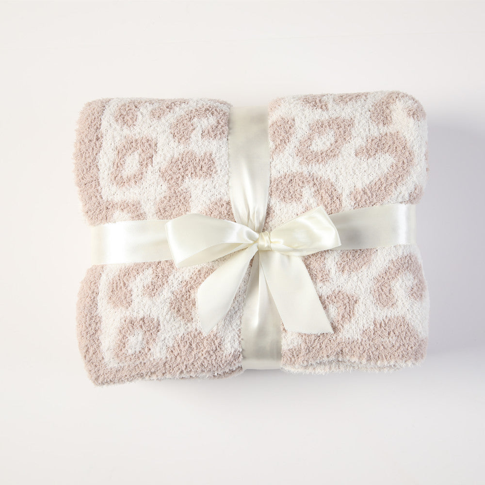 Leopard Print Plush Throw Blanket in Neutral Shades | Neutral Leopard Print Warmth | Throw Blankets