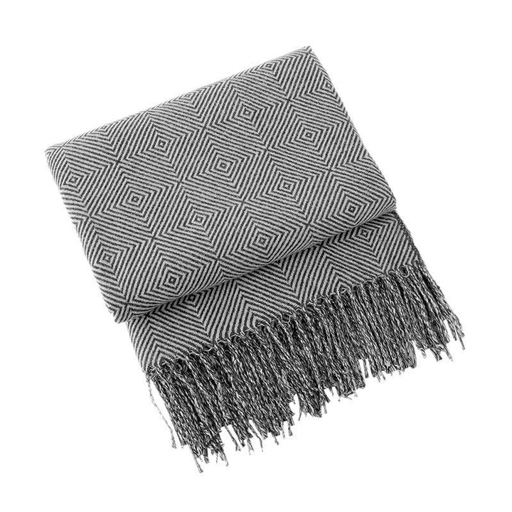 Decorative Geometric Woven Throw Blanket for Sofa and Bed | Modern Geometric Woven Warmth | Throw Blankets