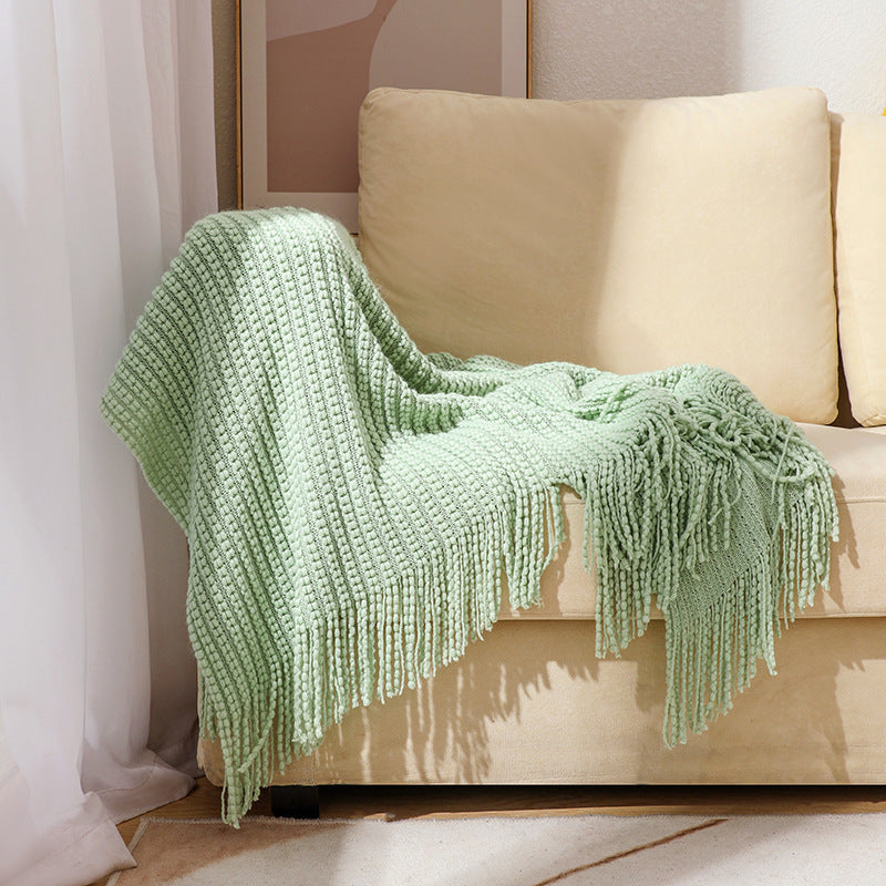 Home Decor Fringe Knit Throw Blanket for Couches and Chairs | Fringe Knit for Stylish Rooms | Throw Blankets
