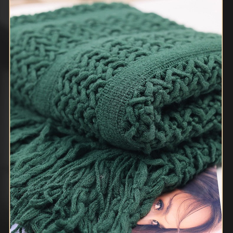 Handcrafted Style Textured Knit Throw Blanket in Soft Colours | Handcrafted Knit with Detail | Throw Blankets