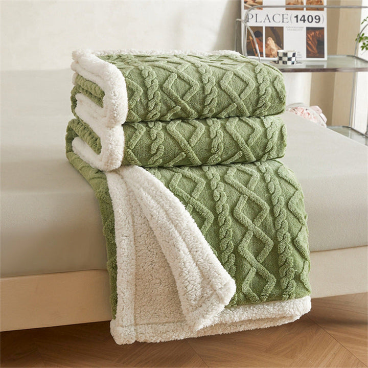 Velvety Microfiber Throw Blanket in Apricot Green and Rose | Velvety Microfiber for Relaxed Evenings | Throw Blankets