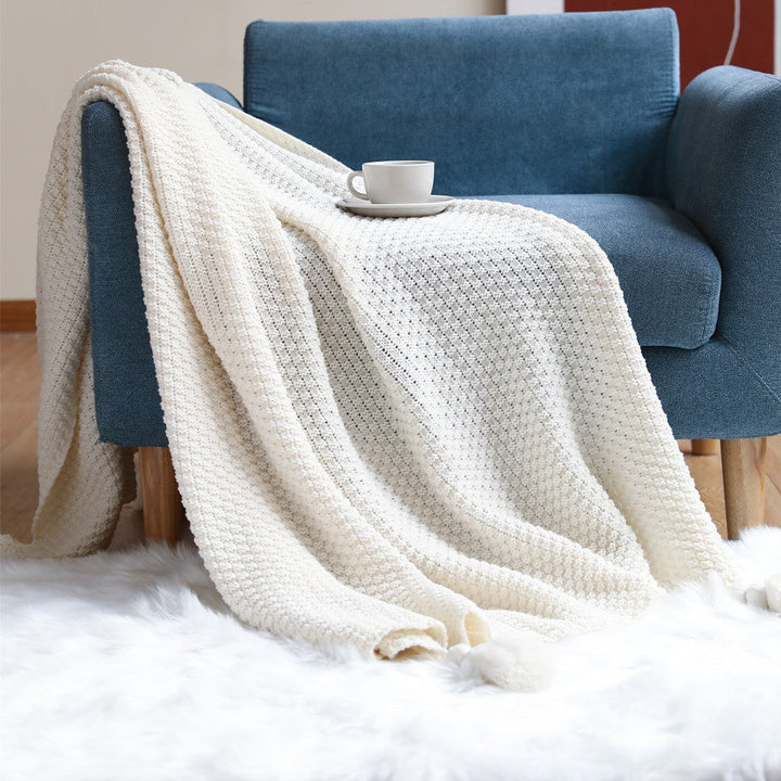 Plush Woven Decorative Throw Blanket in Dark Green and Caramel | Woven Pattern in Plush Fabric | Throw Blankets