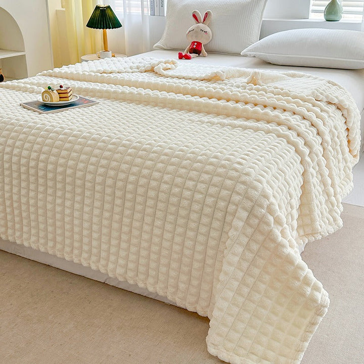 Ridge Textured Plush Throw Blanket for Naps and Chilly Evenings | Ridge Texture for Cosy Naps | Throw Blankets