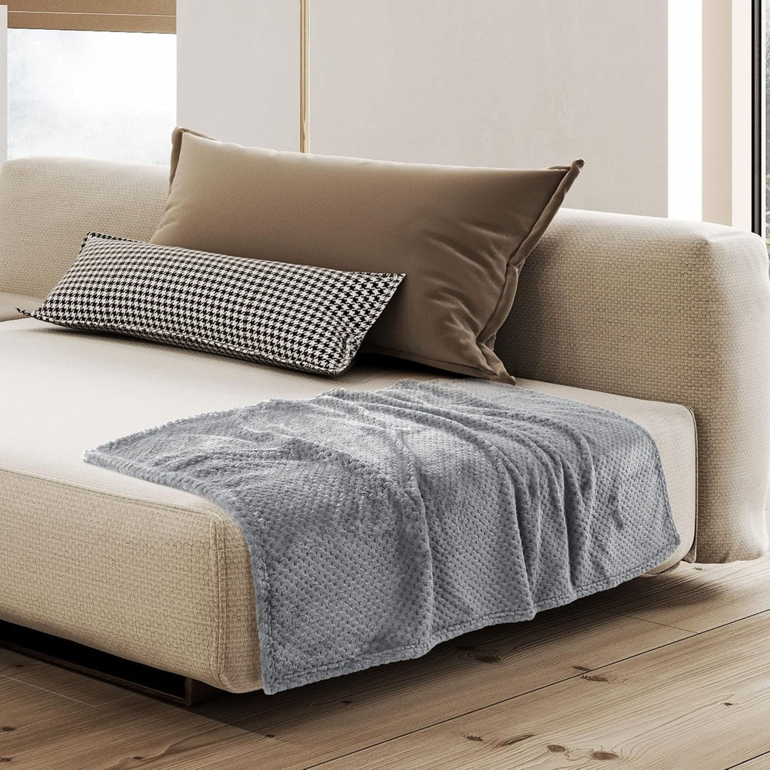 Ultra Soft Plush Throw Blanket in Grey and Blue for Movie Nights | Plush Softness for Movie Nights | Throw Blankets