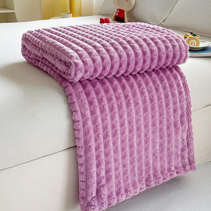 Ridge Textured Plush Throw Blanket for Naps and Chilly Evenings | Ridge Texture for Cosy Naps | Throw Blankets